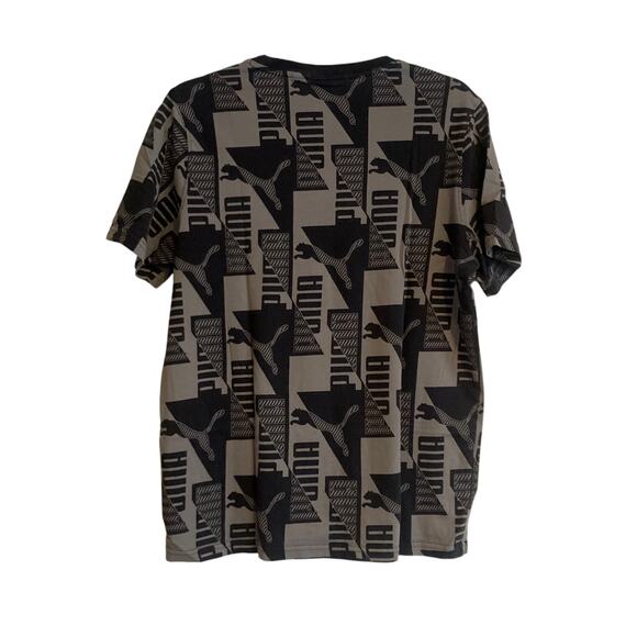 Puma Black Gray Power AOP All Over Print Logo Regular Fit T Shirt Size Medium - Picture 2 of 16